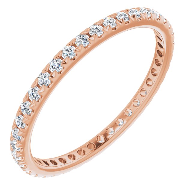 14K Rose  Natural Diamond French-Set Eternity Band