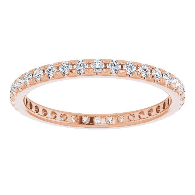 14K Rose  Natural Diamond French-Set Eternity Band