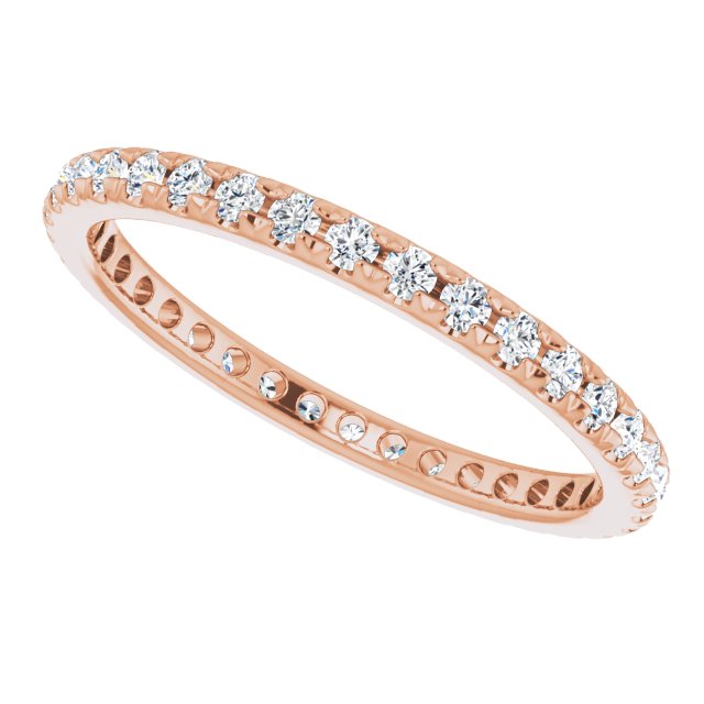 14K Rose  Natural Diamond French-Set Eternity Band