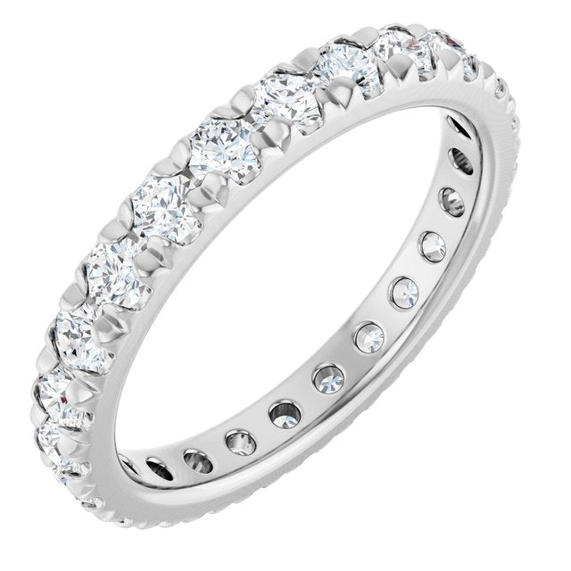 14K Rose  Natural Diamond French-Set Eternity Band