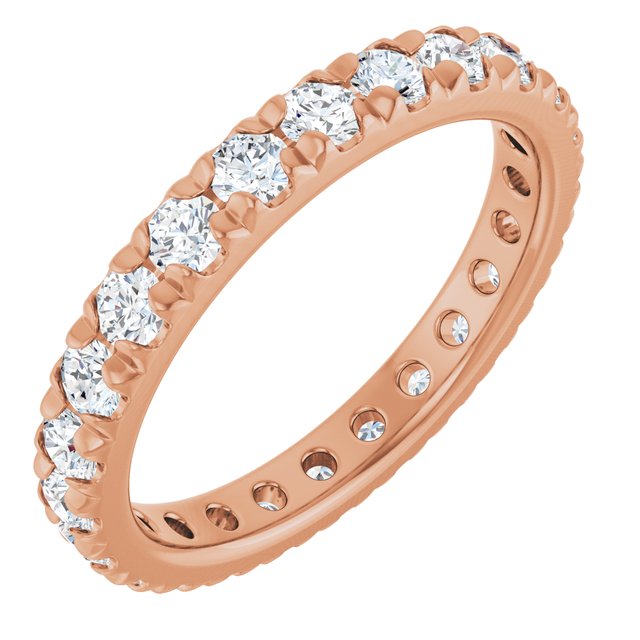 14K Rose  Natural Diamond French-Set Eternity Band