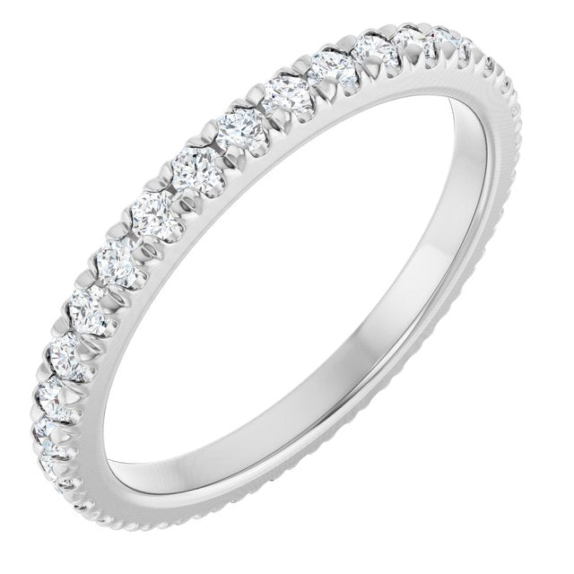 14K Rose  Natural Diamond French-Set Eternity Band
