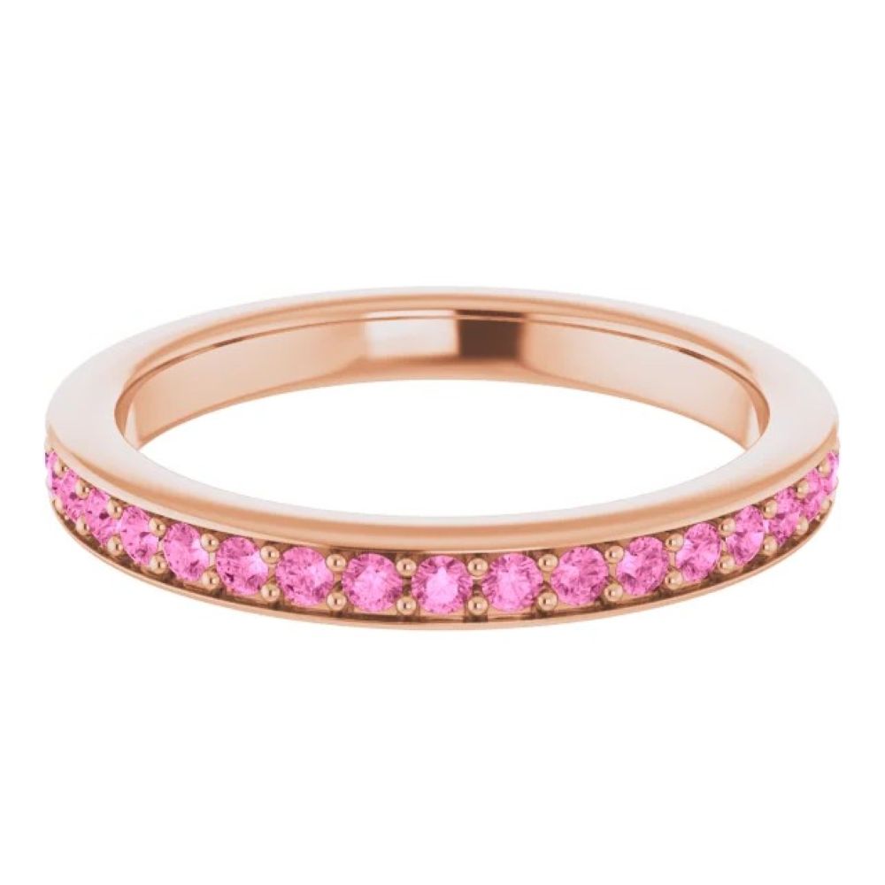 DFJ 14 Karat Rosé Gold Pink Sapphire Eternity Band