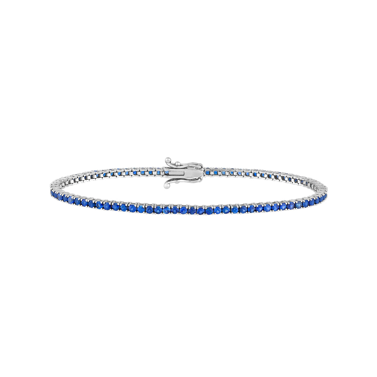 DFJ 14 Karat White Gold Blue Sapphire Tennis Bracelet