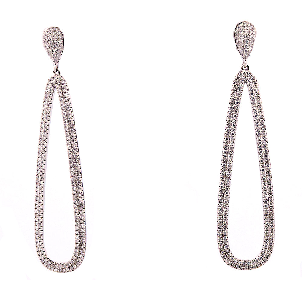 DFJ 14 Karat White Gold Pave Set Diamond Earrings, 2.91tw