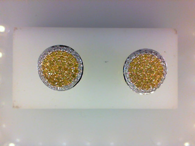 DFJ 18 Karat Two-Tone Pave Set Diamond Earrings, 1.09tw