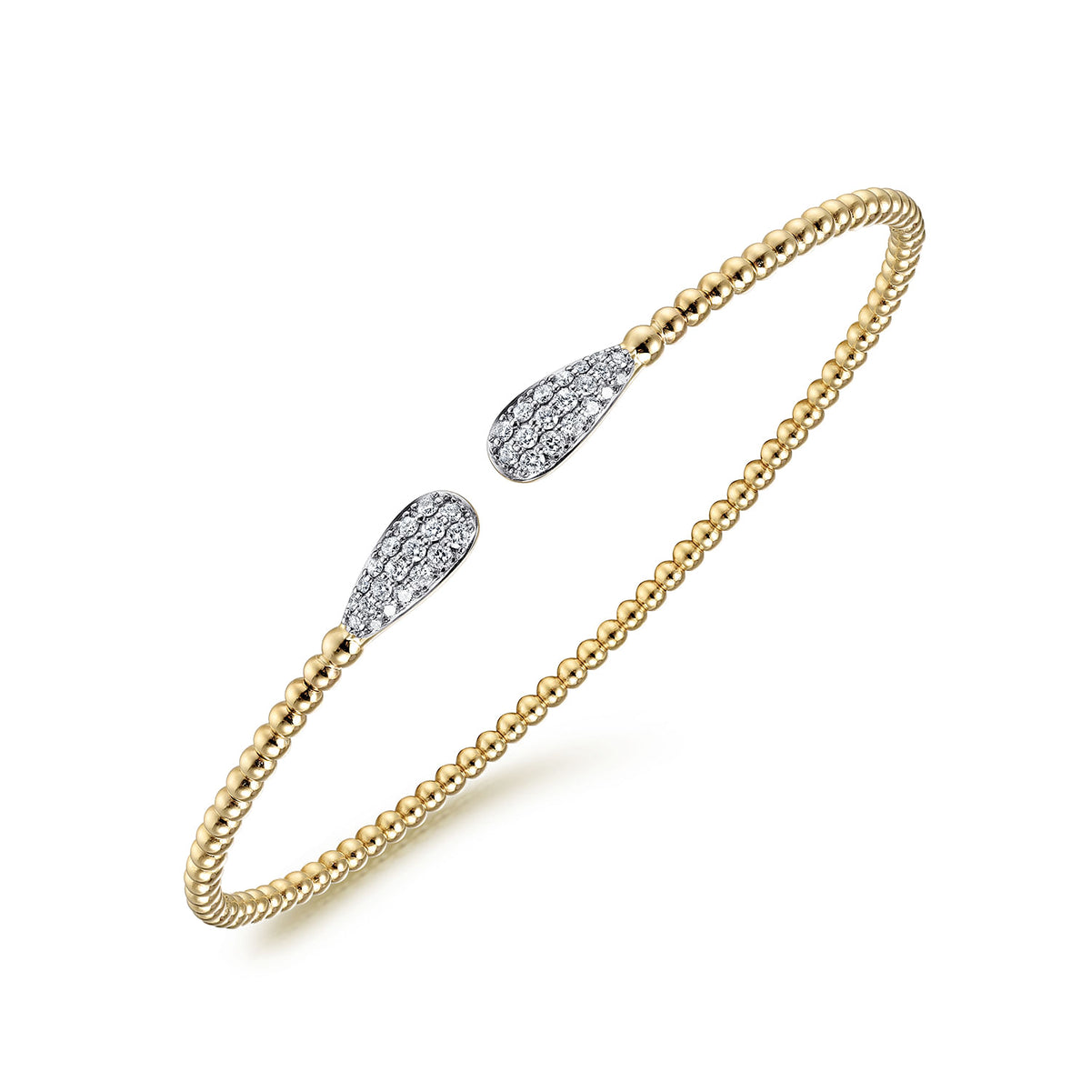 Gabriel &amp; Co. 14 Karat Yellow Gold Bujukan Diamond Teardrops Cuff 0.29TWT