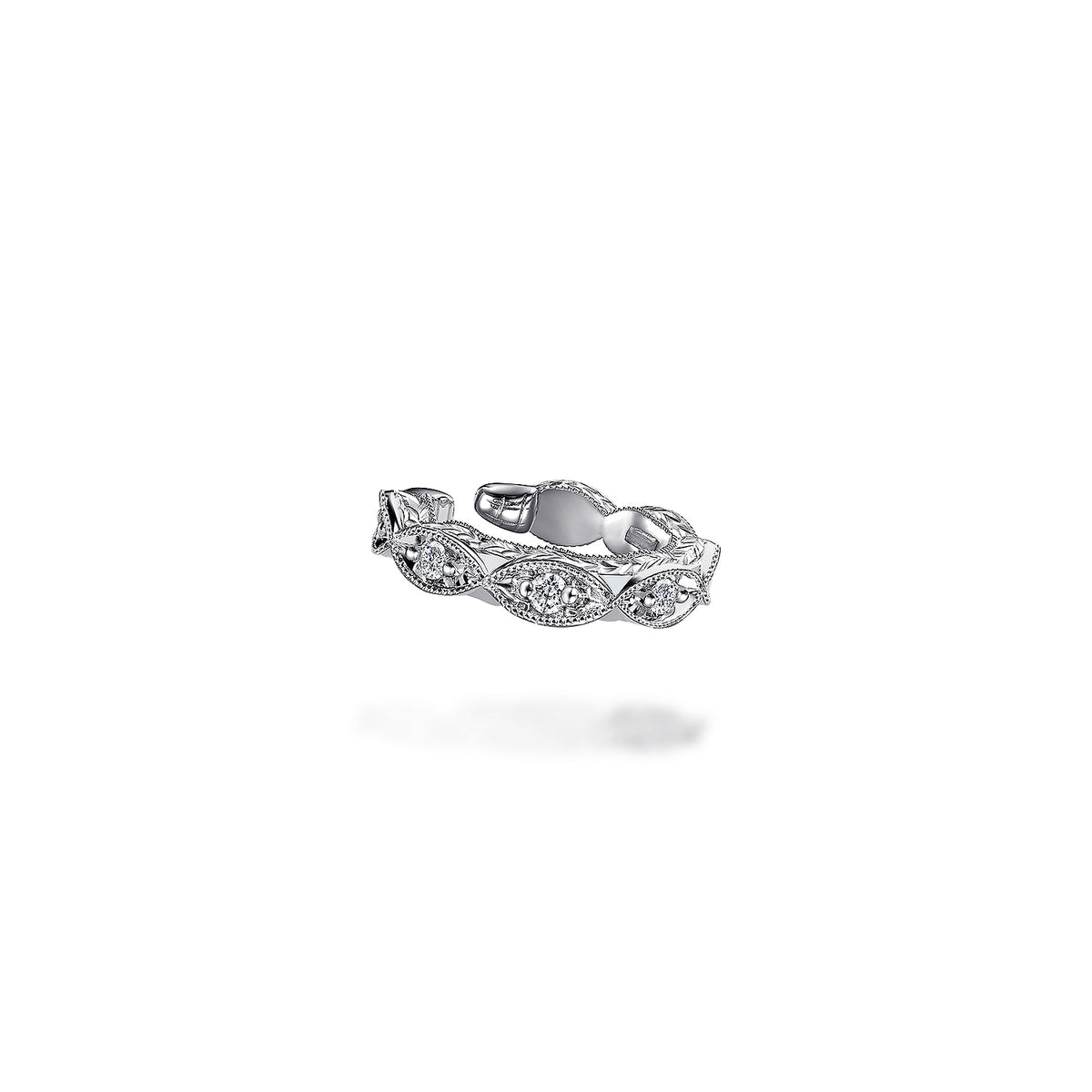 Gabriel &amp; Co. 14 Karat White Gold Pave Set Diamond Earrings, 0.05tw
