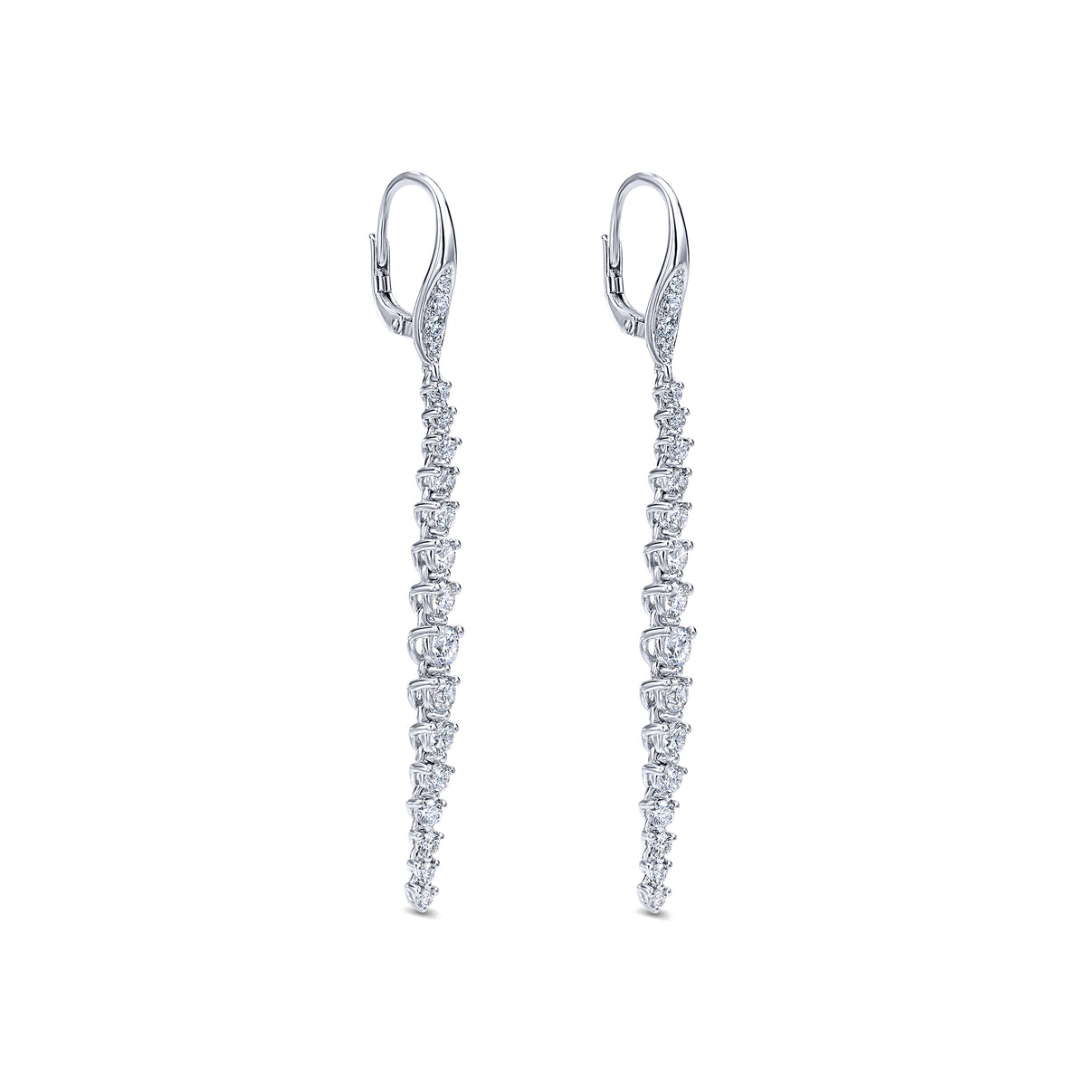 Gabriel &amp; Co. 18 Karat White Gold Three Prong Set Diamond Earrings, 1.43tw
