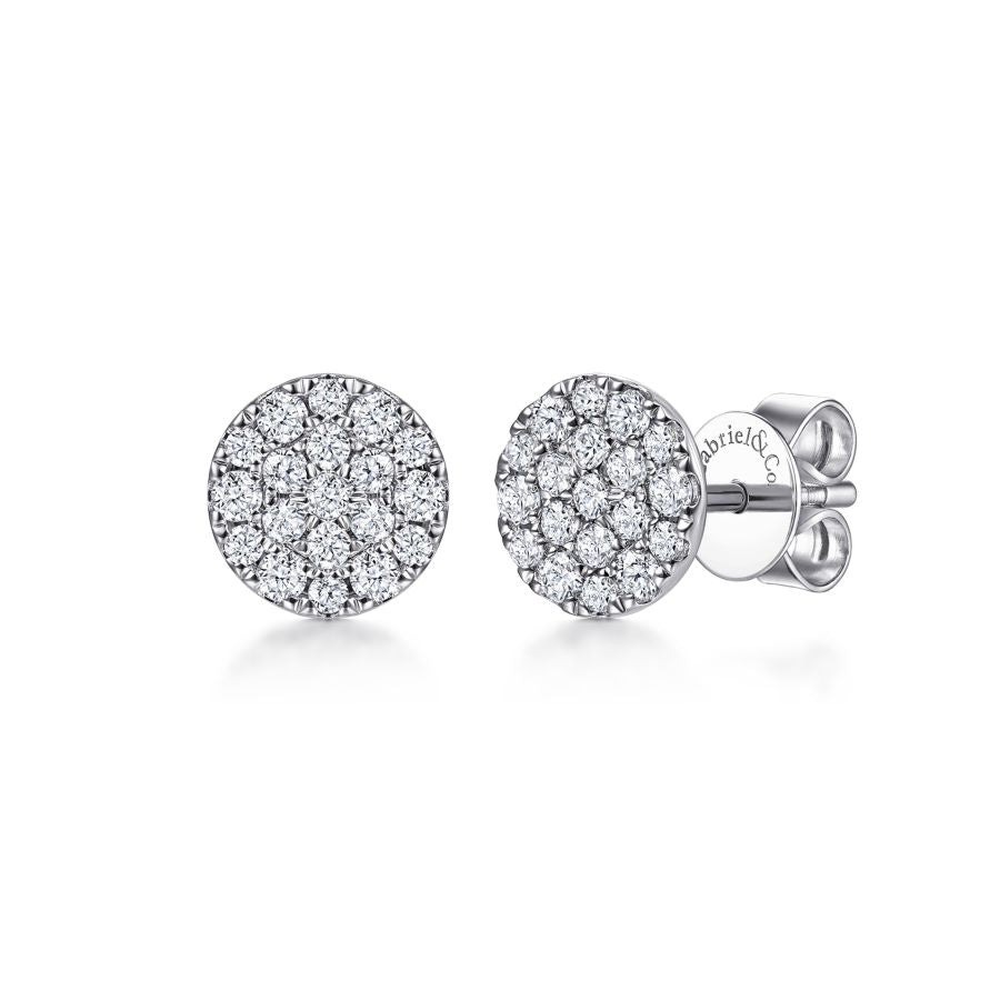 Gabriel &amp; Co. 14 Karat White Gold Pave Set Diamond Earrings, 0.49tw