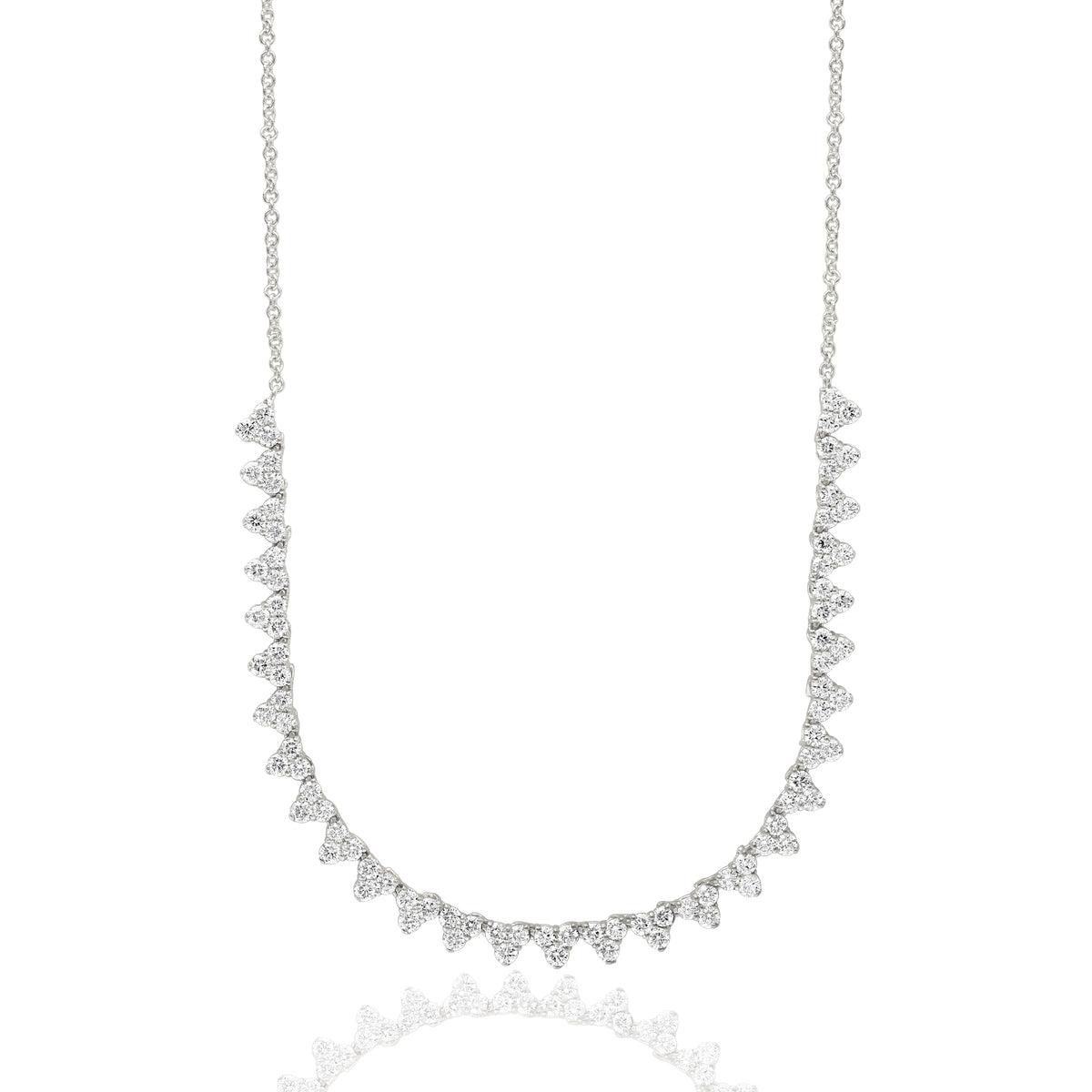 DFJ 14K White Gold Diamond Chevron Necklace