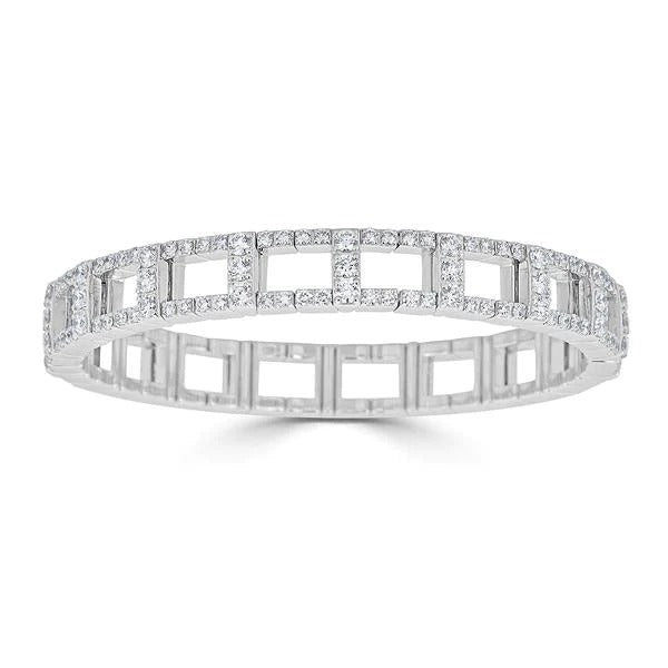 Zydo Italy 18 Karat White Gold H Stretch Diamond Bracelet 4.33TWT