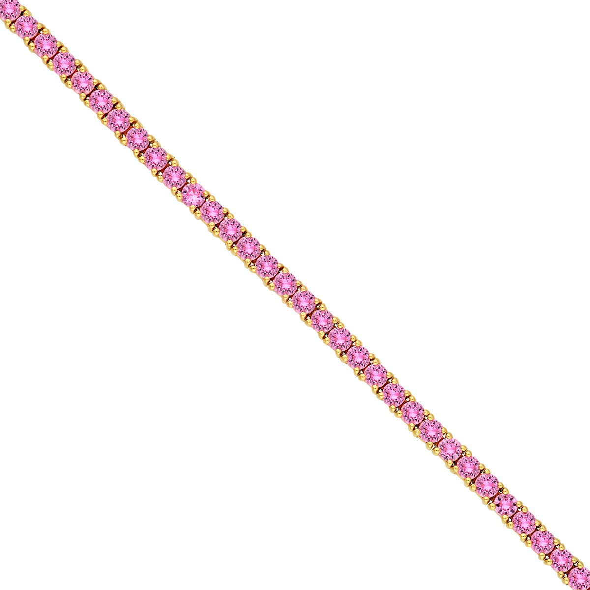 DFJ 14 Karat Yellow Gold Pink Sapphire Tennis Bracelet
