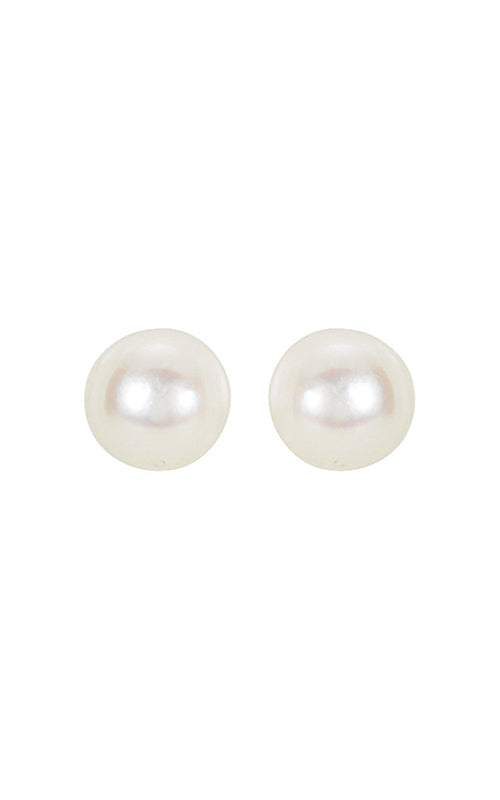 DFJ 14 Karat White Gold 7x7.5mm Akoya Pearl Earrings