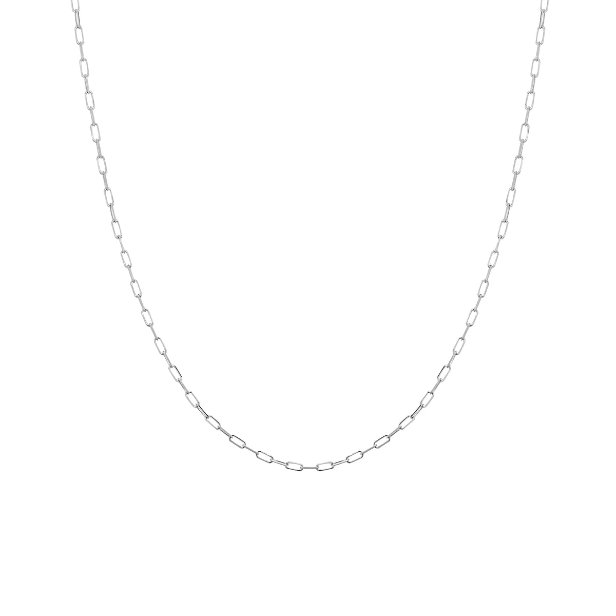 DFJ 14 Karat White Gold Diamond Cut Paperclip Necklace