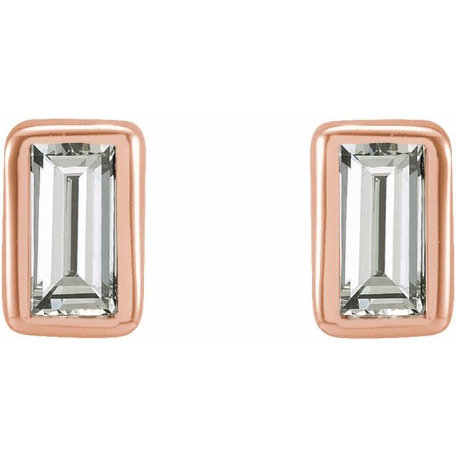 14K Rose Natural Diamond Bezel-Set Earrings
