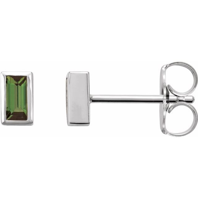 14K Rose Natural Green Tourmaline Bezel-Set Earrings