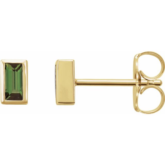 14K Rose Natural Green Tourmaline Bezel-Set Earrings