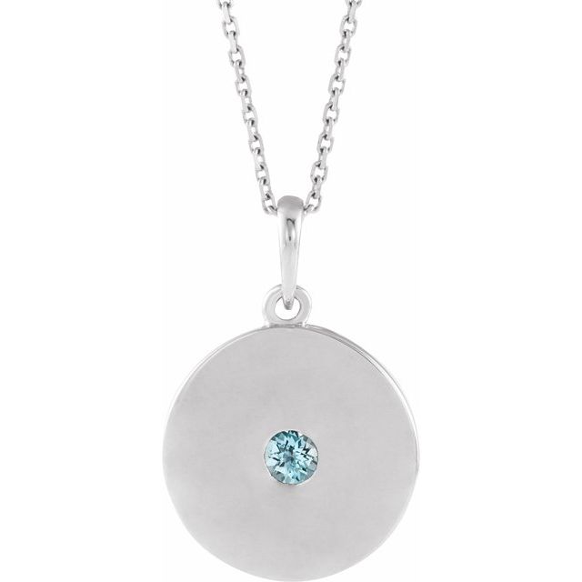14K Rose Natural Sky Blue Topaz Disc Necklace