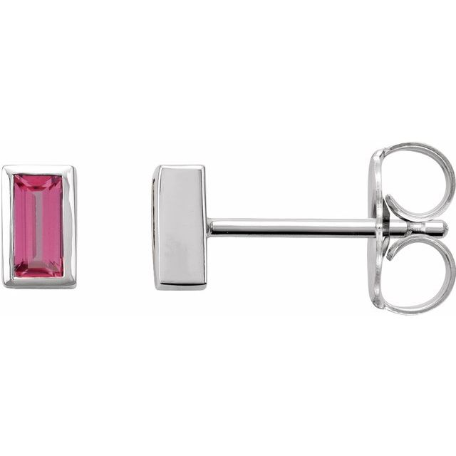 14K Rose Natural Pink Tourmaline Bezel-Set Earrings