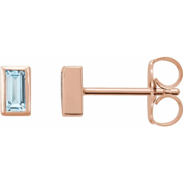 14K Rose Natural Sky Blue Topaz Bezel-Set Earrings