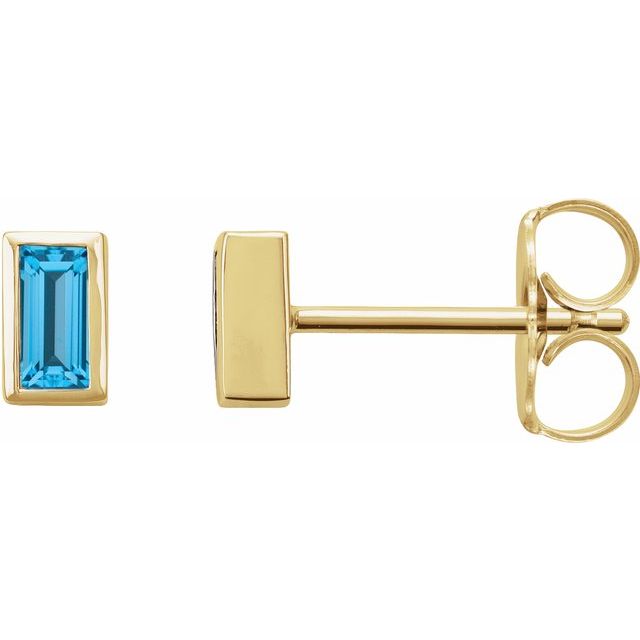 14K Rose Natural Swiss Blue Topaz Bezel-Set Earrings