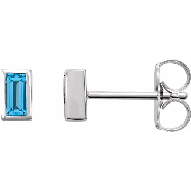 14K Rose Natural Swiss Blue Topaz Bezel-Set Earrings