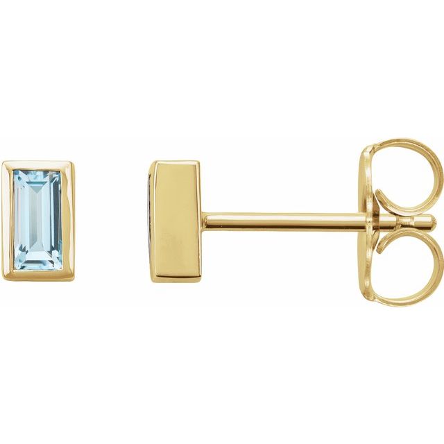14K Rose Natural Sky Blue Topaz Bezel-Set Earrings