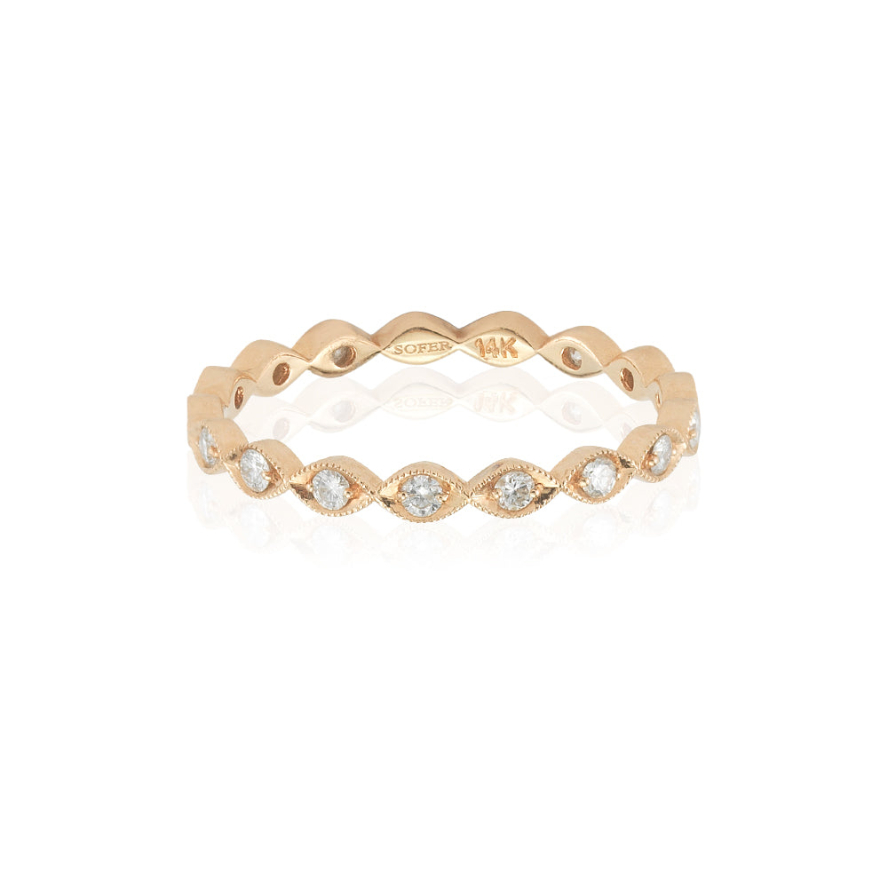 DFJ 14 Karat Rosé Gold Prong Set Diamond Band, 0.3tw