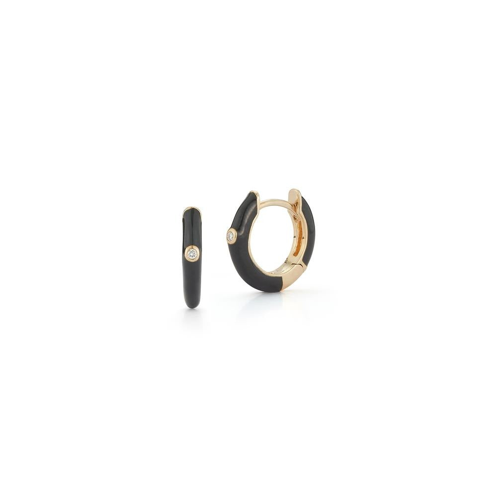 DFJ 14 Karat Yellow Gold Bezel Set Diamond Earrings, 0.01tw