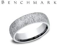 Benchmark 14 Karat White Gold Wedding Band - Domed Concrete