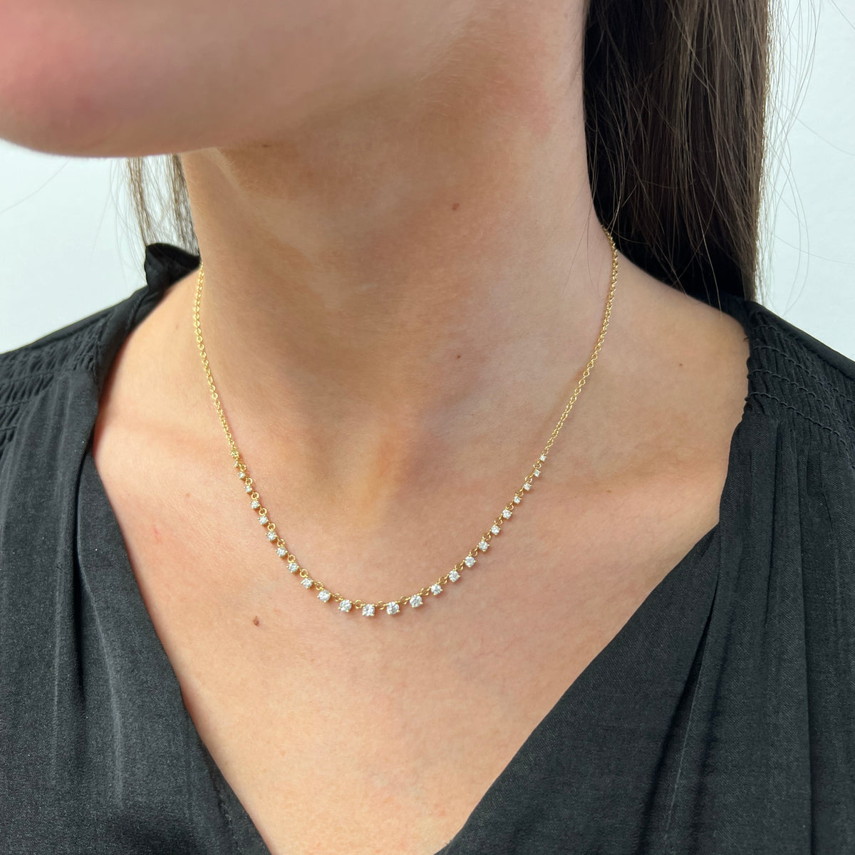 Sethi Couture 18 Karat Yellow Gold Mylene Diamond Tennis Necklace
