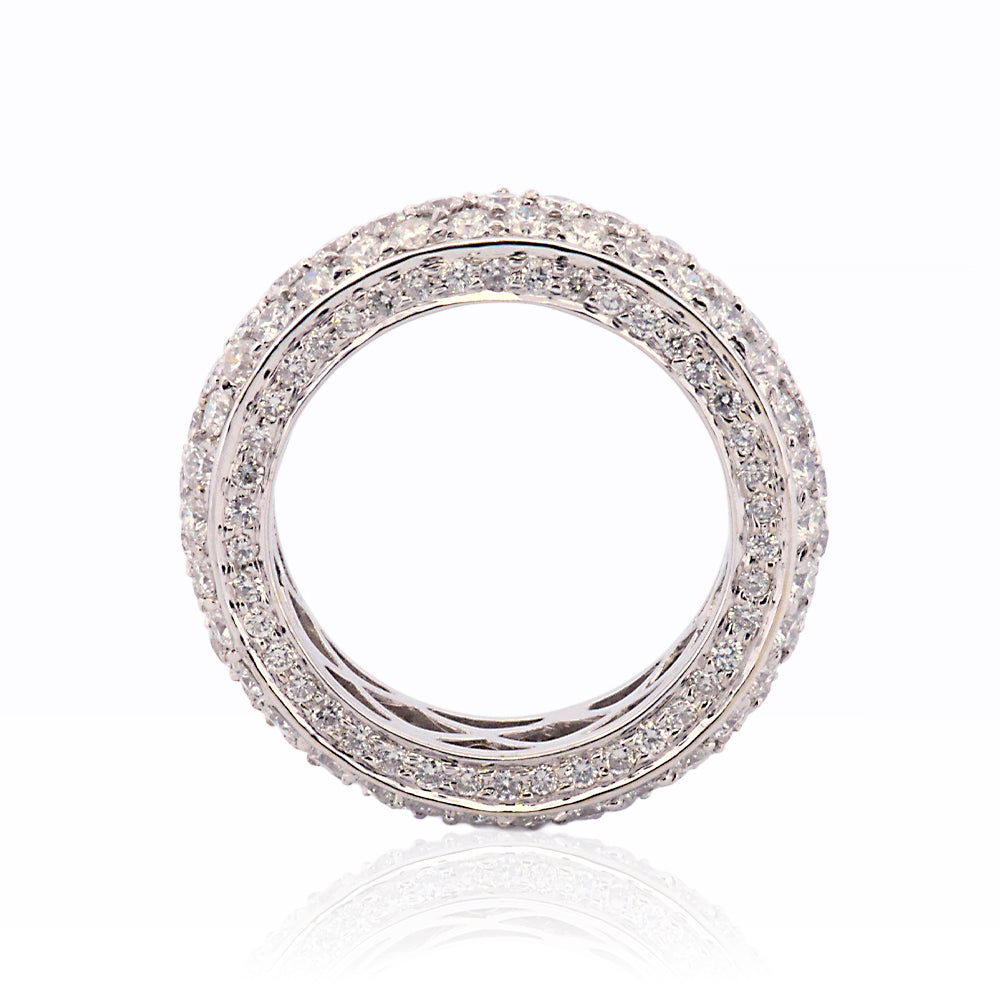 DFJ 18 Karat White Gold Pave Set Diamond Band, 3.6tw