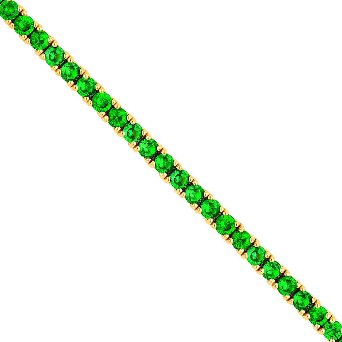 DFJ 14 Karat Yellow Gold Tsavorite Garnet Tennis Bracelet
