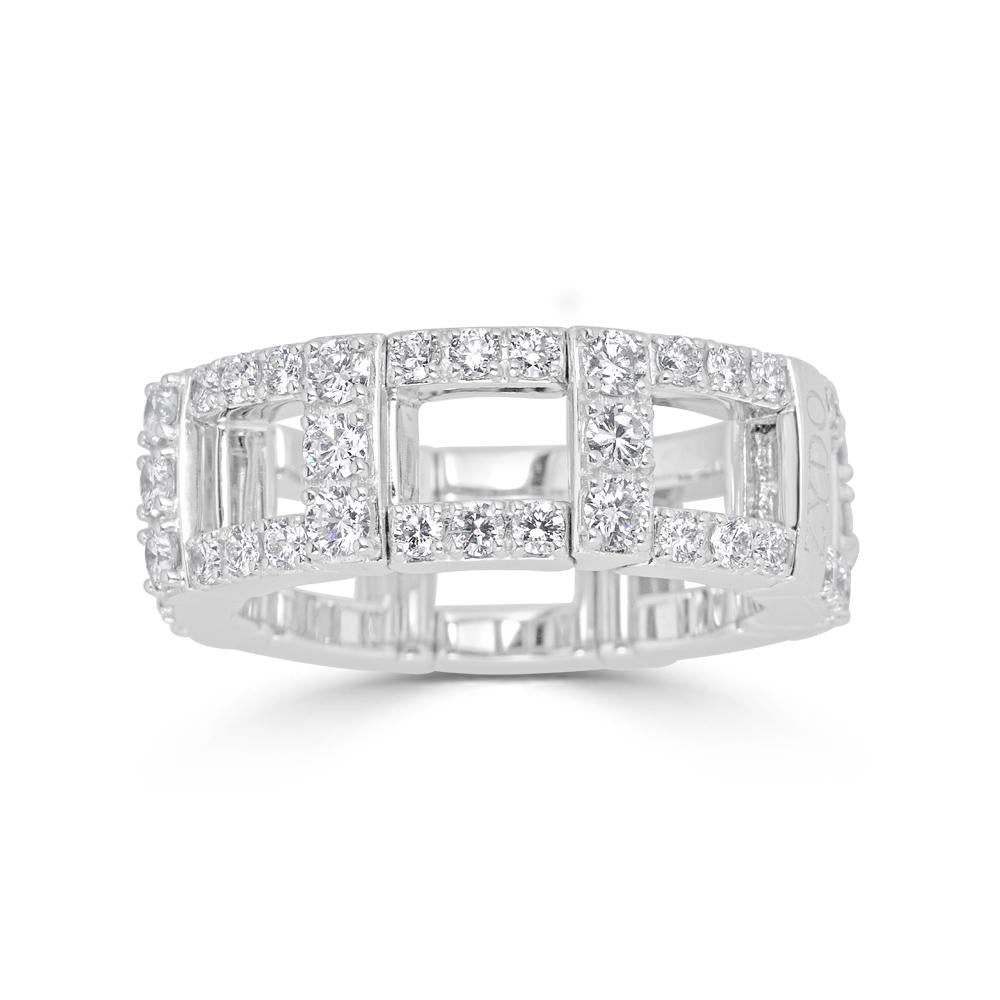 Zydo Italy 18 Karat White Gold &quot;H&quot; Stretch Diamond Band, 1.77tw