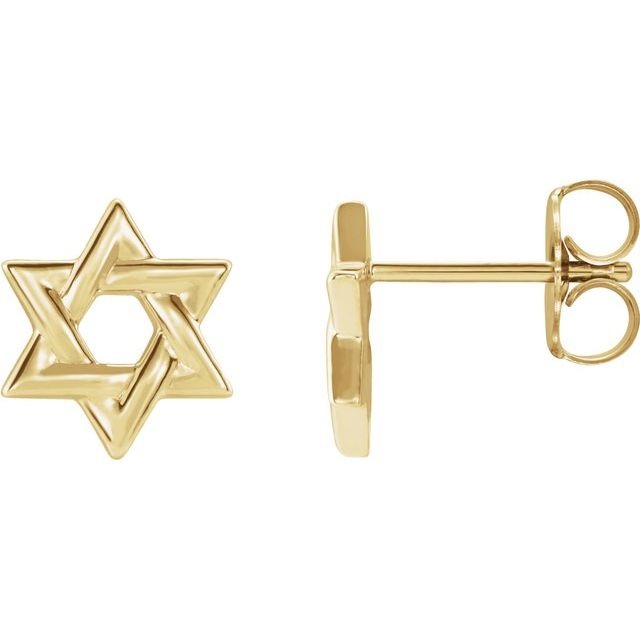 DFJ 14 Karat Yellow Gold Star of David Stud Earrings