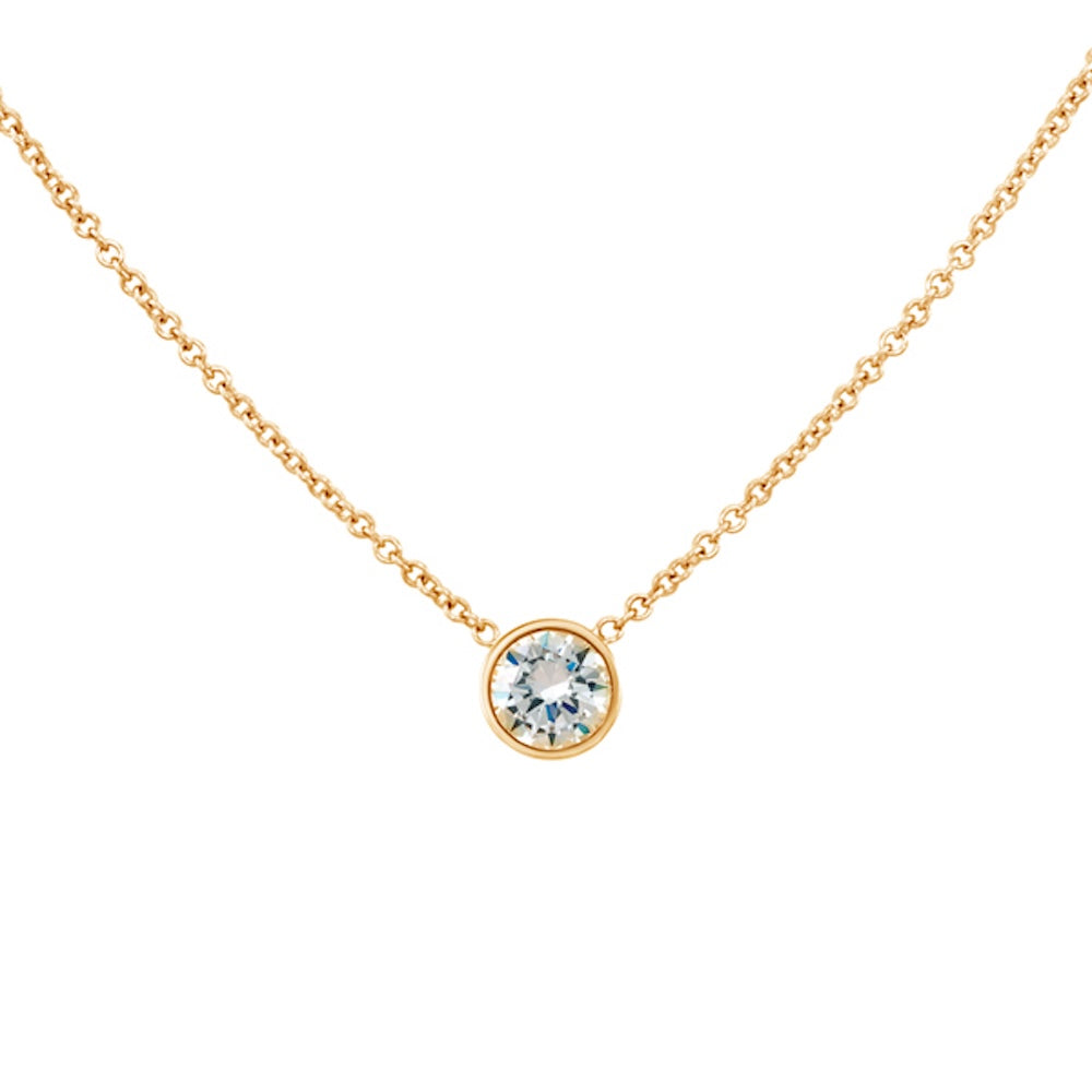 DFJ 14 Karat Rosé Gold 0.31ct Round Diamond Solitaire Necklace