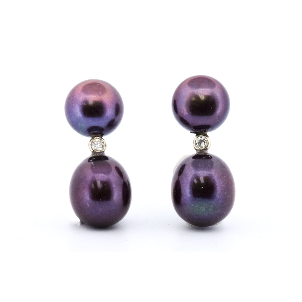 DFJ 14 Karat White Gold Various Shapes Prls Earrings - TWT