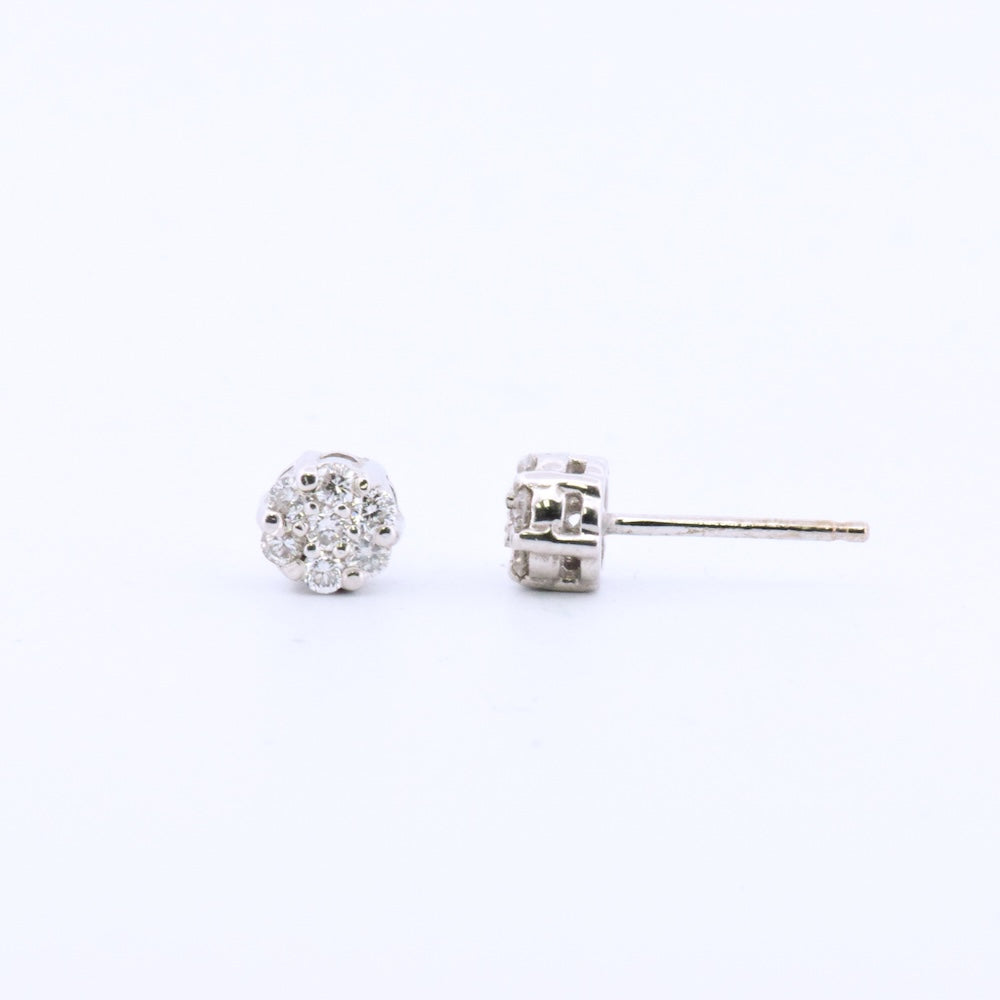 DFJ 14 Karat White Gold Pave Set Diamond Earrings, 0.25tw