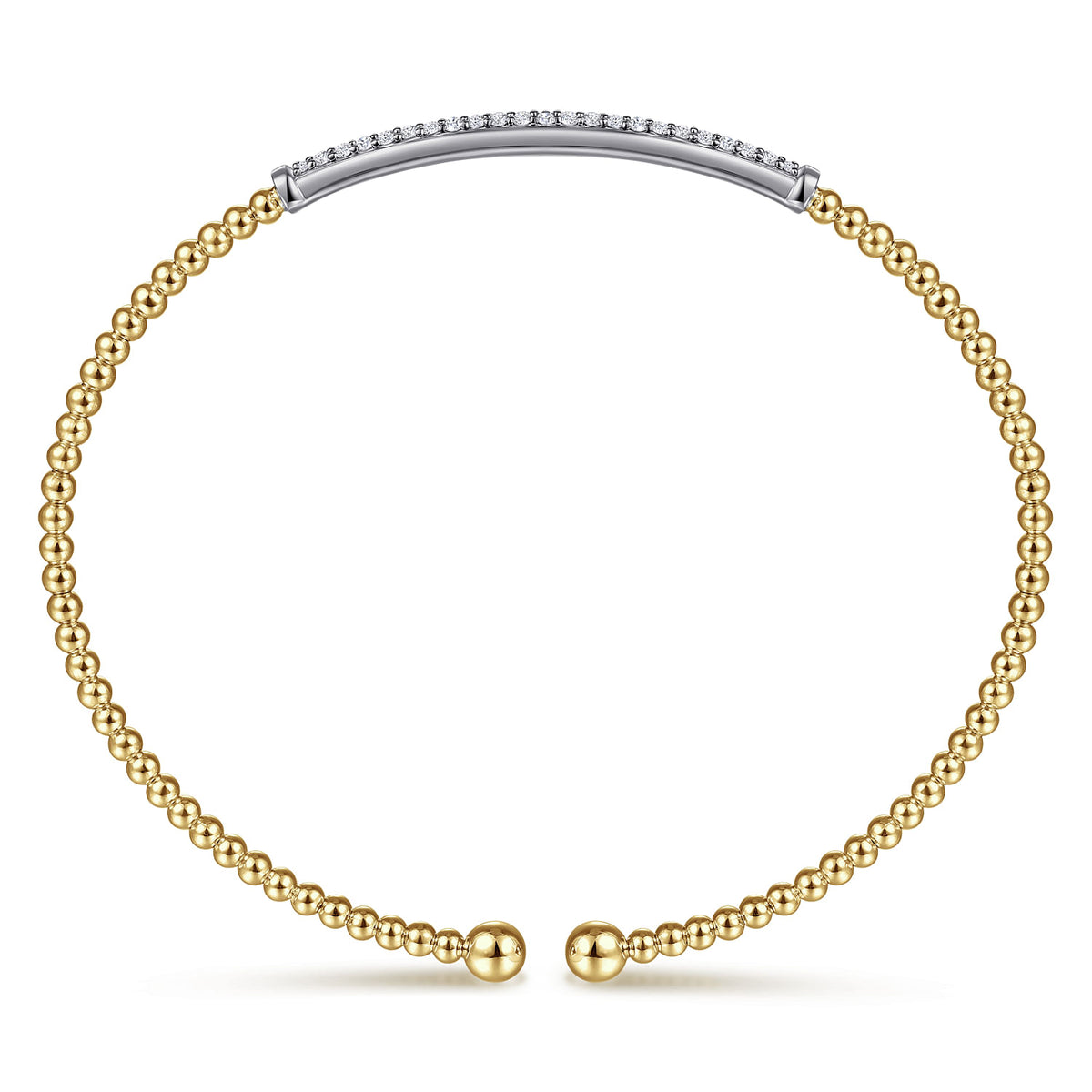 Gabriel &amp; Co. 14 Karat Yellow Gold Bujukan Diamond Bar Split Cuff 0.34TWT