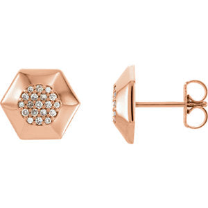 DFJ 14 Karat Rosé Gold Pave Set Diamond Earrings, 0.167tw