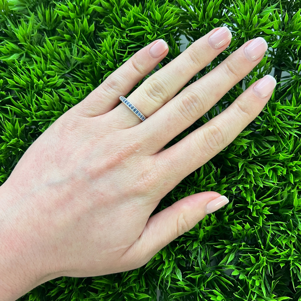 DFJ 14 Karat White Gold Sapphire Eternity Band
