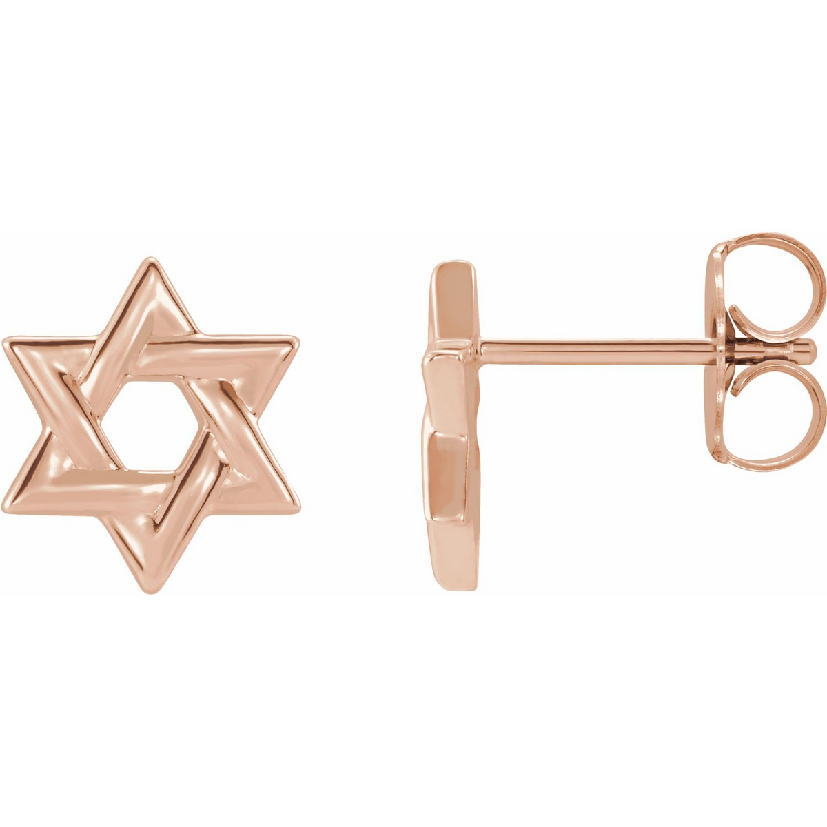 DFJ 14 Karat Rosé Gold Star of David Stud Earrings