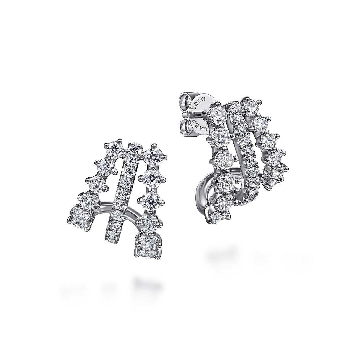 Gabriel &amp; Co. 14 Karat White Gold Prong Set Diamond Earrings, 0.97tw
