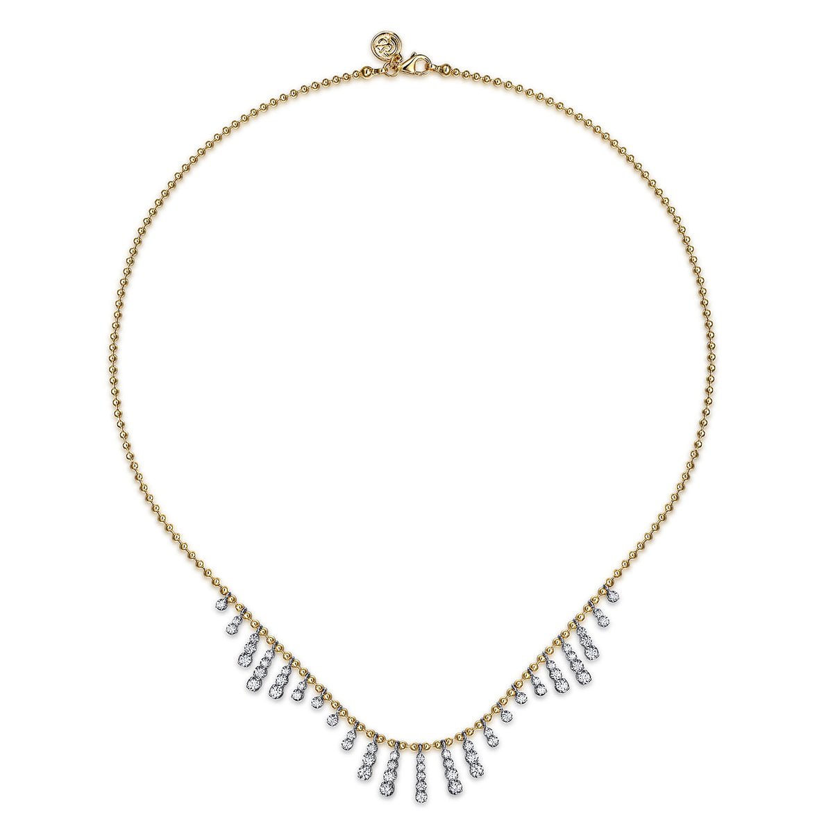 Gabriel &amp; Co. 14K White &amp; Yellow Gold Graduating Diamond Droplet Necklace