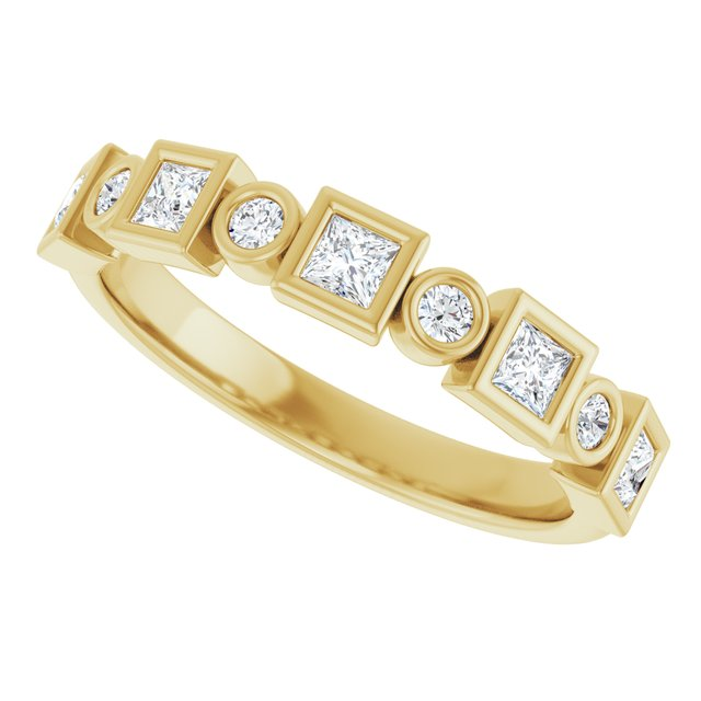 DFJ 14 Karat Yellow Gold Bezel Set Diamond Band, 0.43tw