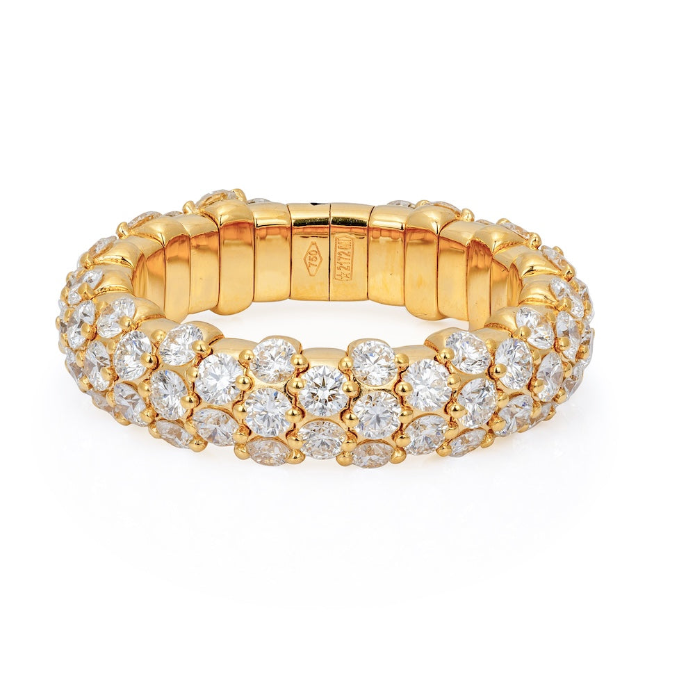 Zydo Italy 18 Karat Yellow Gold Diamond Domed Mini Stretch Band, 2.58tw