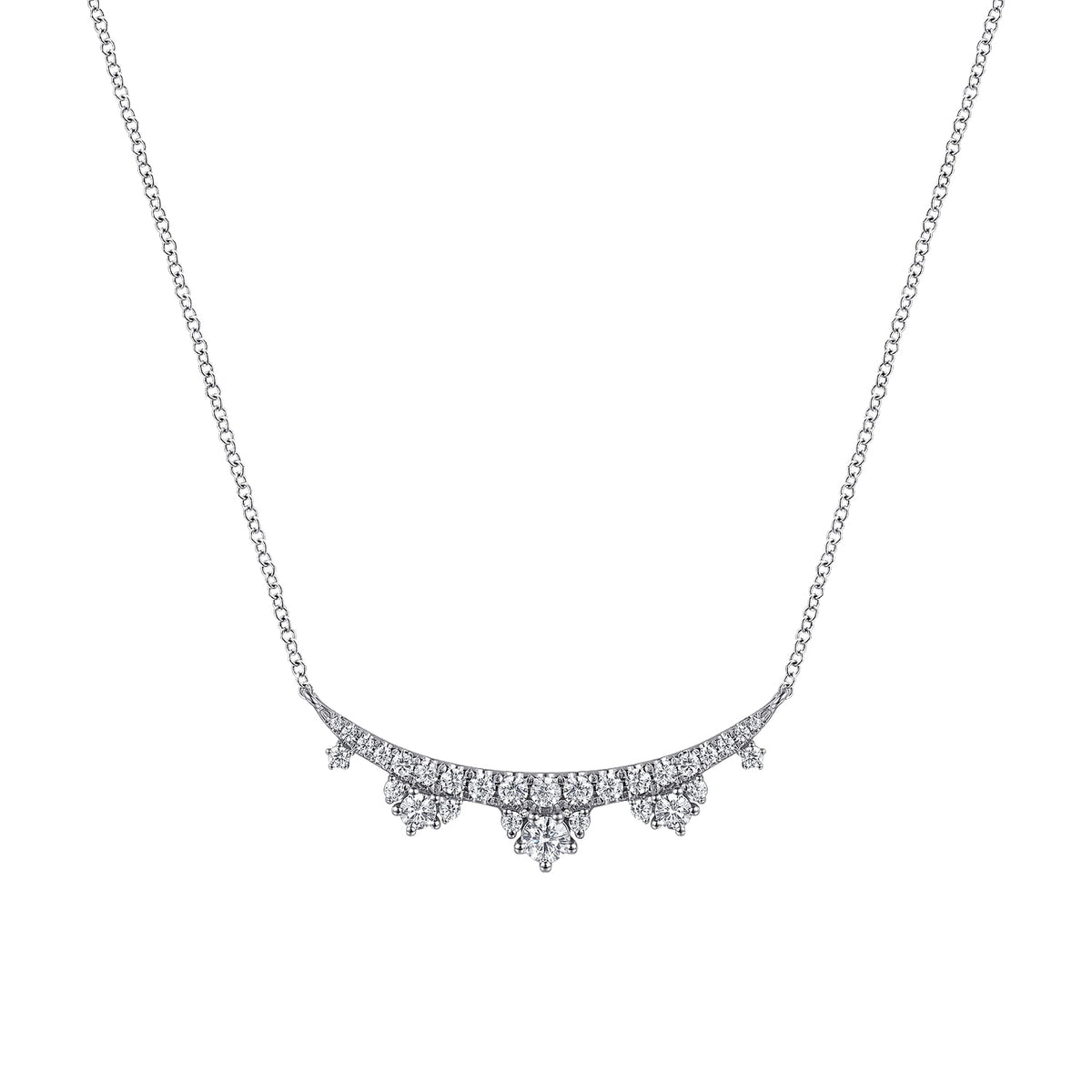 Gabriel &amp; Co. 14K White Gold Graduating Diamond Bar Necklace