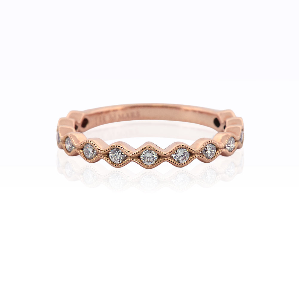 DFJ 14 Karat Rosé Gold Channel Prong Set Diamond Band, 0.5tw