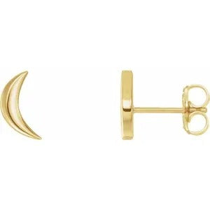 DFJ 14 Karat Yellow Gold Moon Stud Earrings